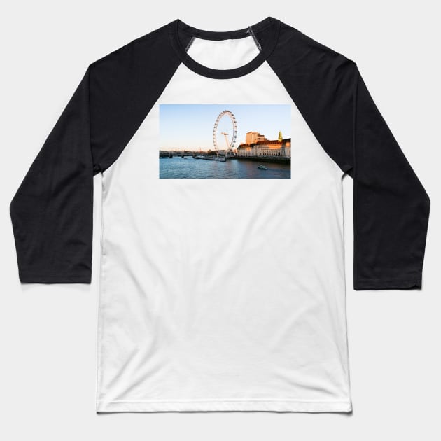 London Eye beautiful sundown near river thames Baseball T-Shirt by fantastic-designs